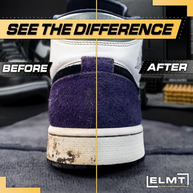 BlackLine ELMT Shoe Cleaner Kit — Ideal Sneaker, Canvas, Mesh, Nubuck, Sheepskin, Leather, Suede Shoe Cleaner — US-Made, Safe, 10X Potent Shoe Cleaning Kit (8 oz Solution, 3 Brushes, Microfiber Towel) - Image 5